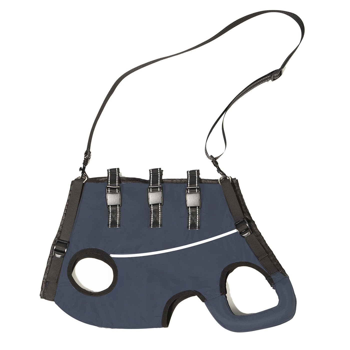 Navy full-body mobility support harness for senior dogs
