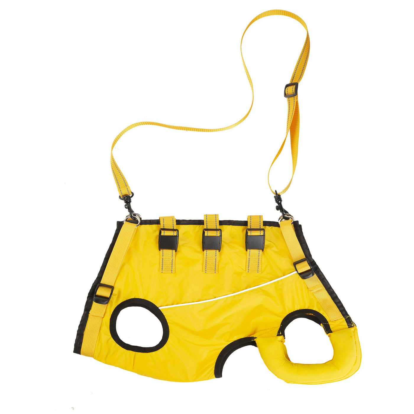 Yellow full-body mobility support harness for senior dogs
