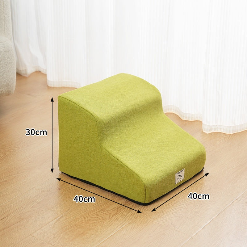 Lime green two-step gentle-slope foam dog stairs, 15.7 by 15.7 by 11.8 inches