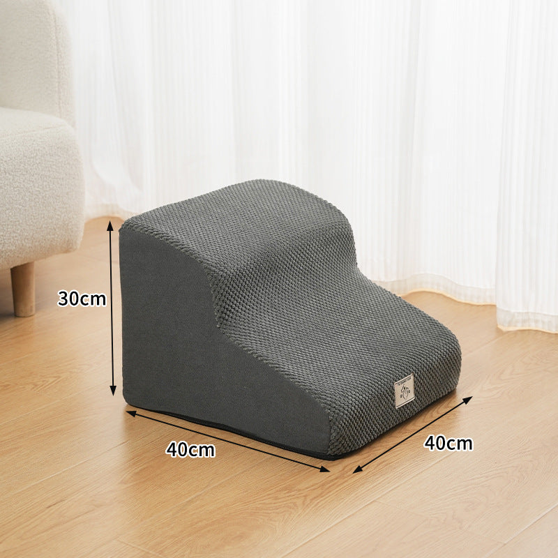 Smoke gray two-step gentle-slope foam dog stairs, 15.7 by 15.7 by 11.8 inches