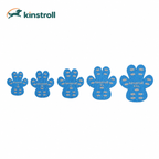 Dog paw sizing guide: measuring main pad width from XS to XXXL with physical scale comparison