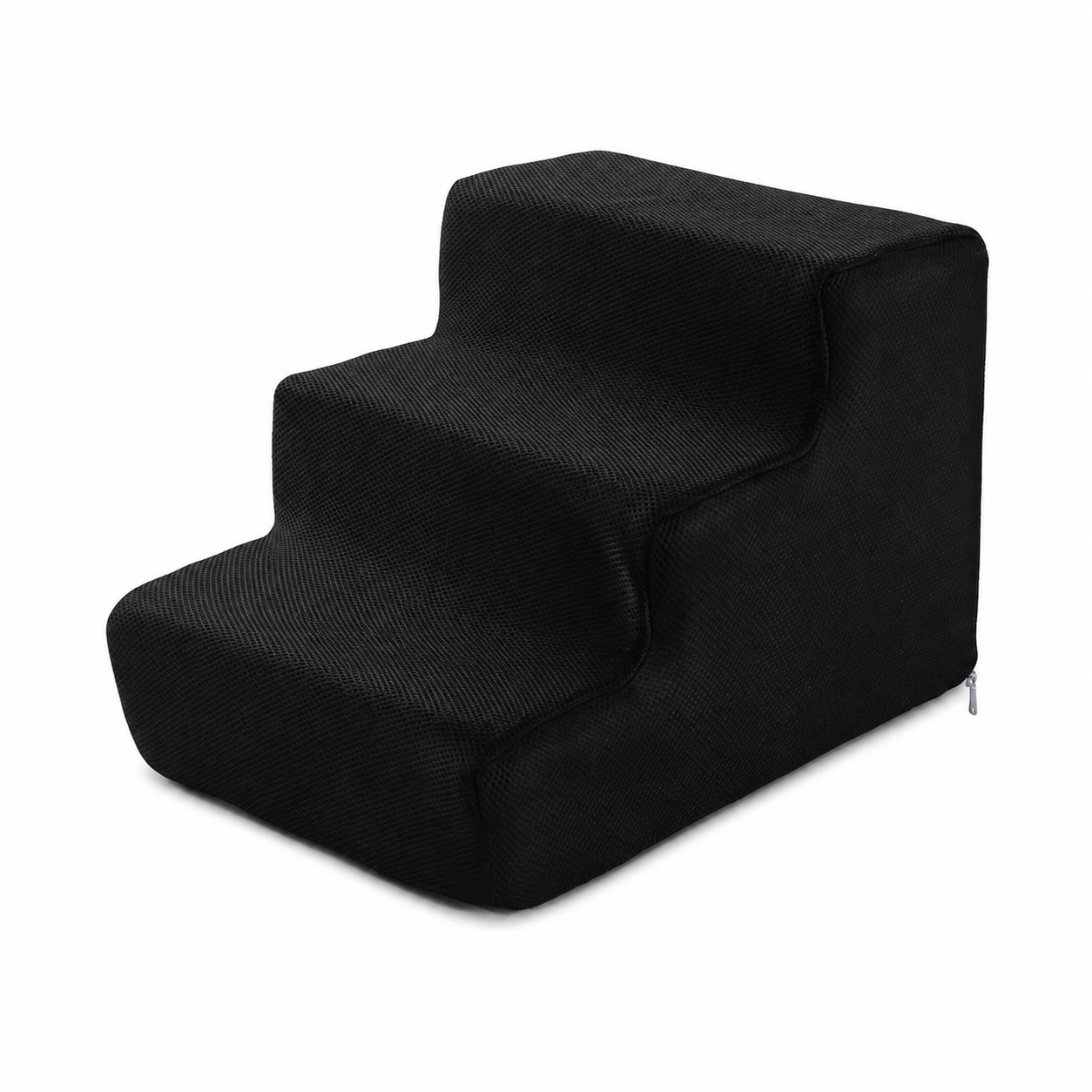 Black classic three-step foam dog stairs, 15.7 by 13.4 by 11.8 inches