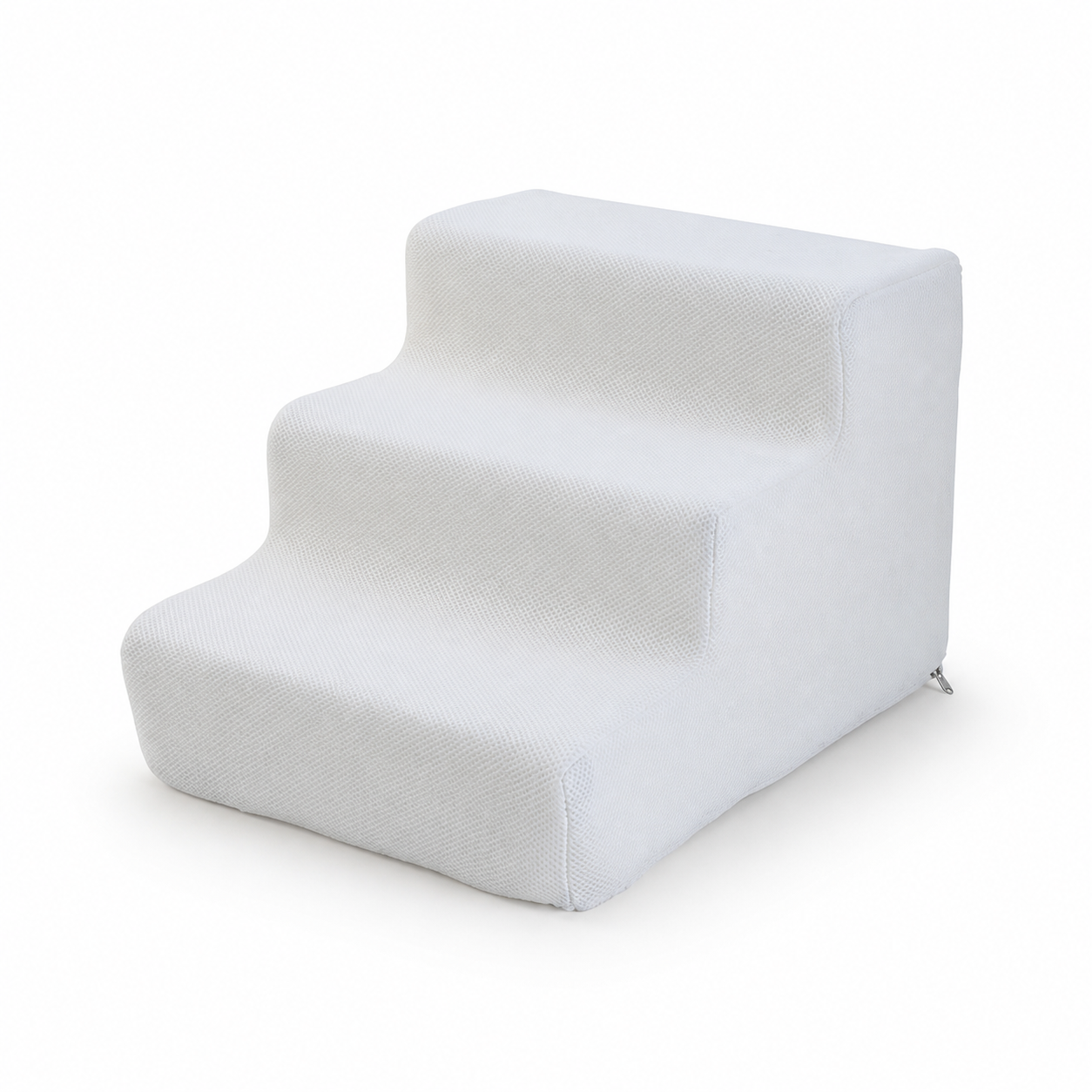 White classic three-step foam dog stairs, 15.7 by 13.4 by 11.8 inches